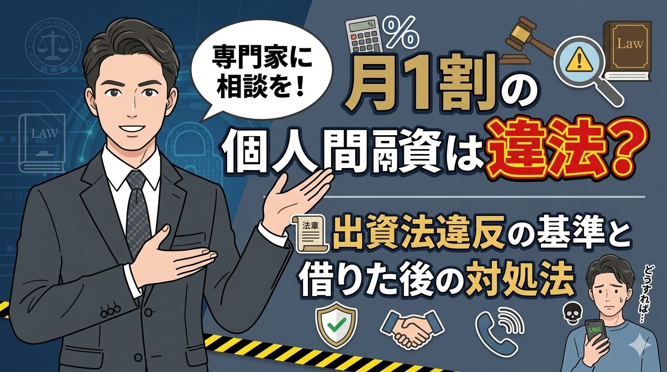 月1割の個人間融資は違法？出資法違反の基準と借りた後の対処法