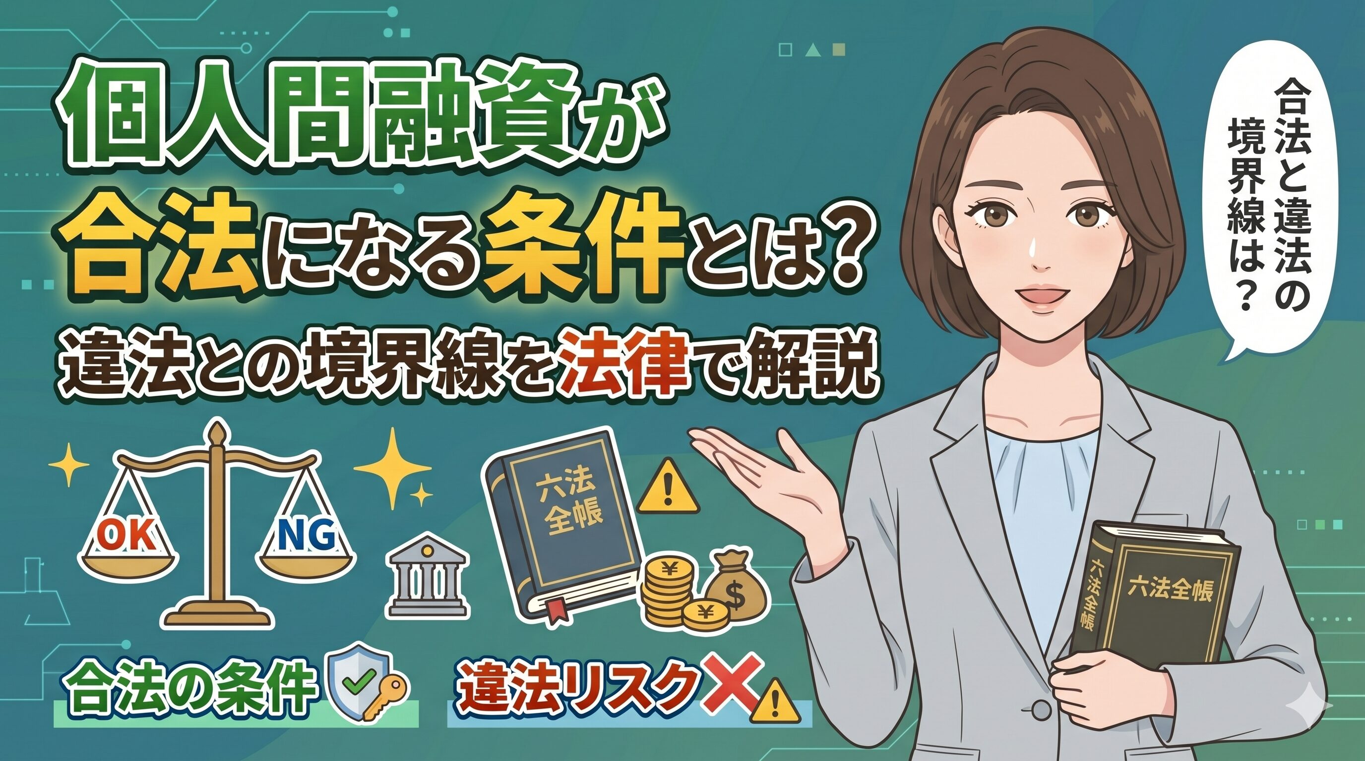 個人間融資が合法になる条件とは？違法との境界線を法律で解説
