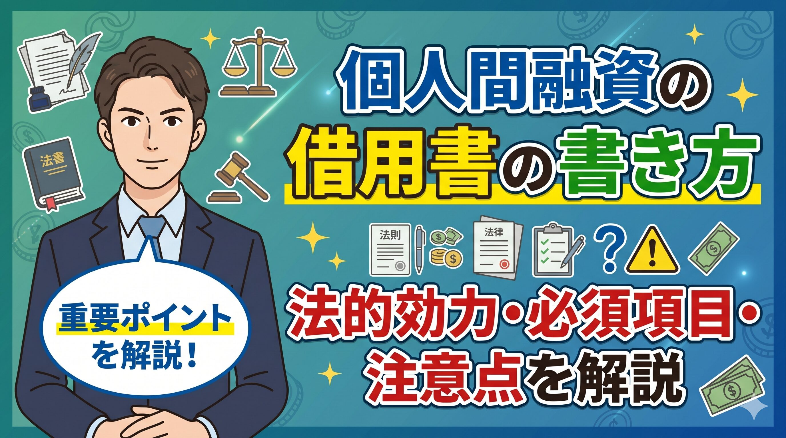 個人間融資の借用書の書き方｜法的効力・必須項目・注意点を解説