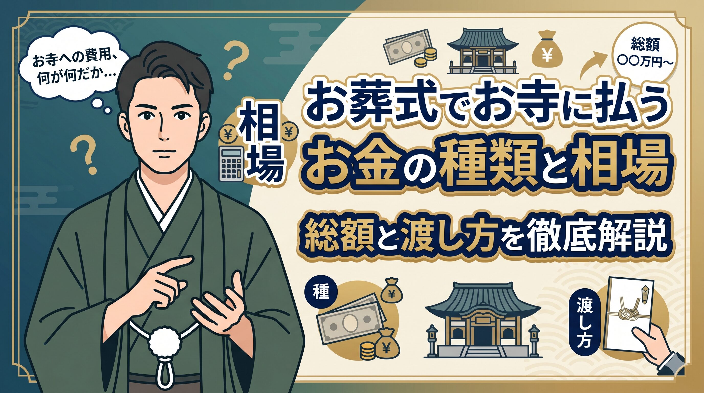 お葬式でお寺に払うお金の種類と相場｜総額と渡し方を徹底解説