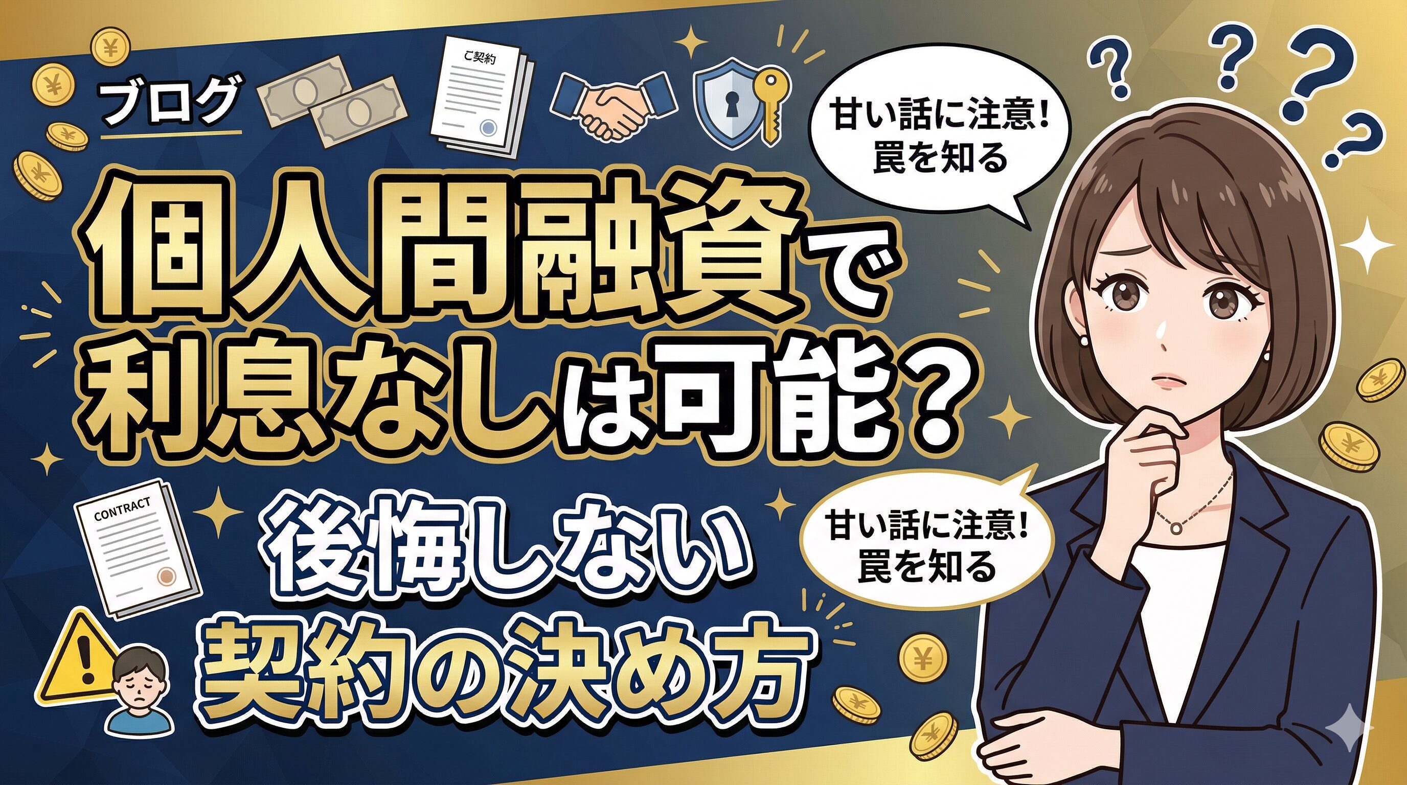 個人間融資で利息なしは可能？後悔しない契約の決め方