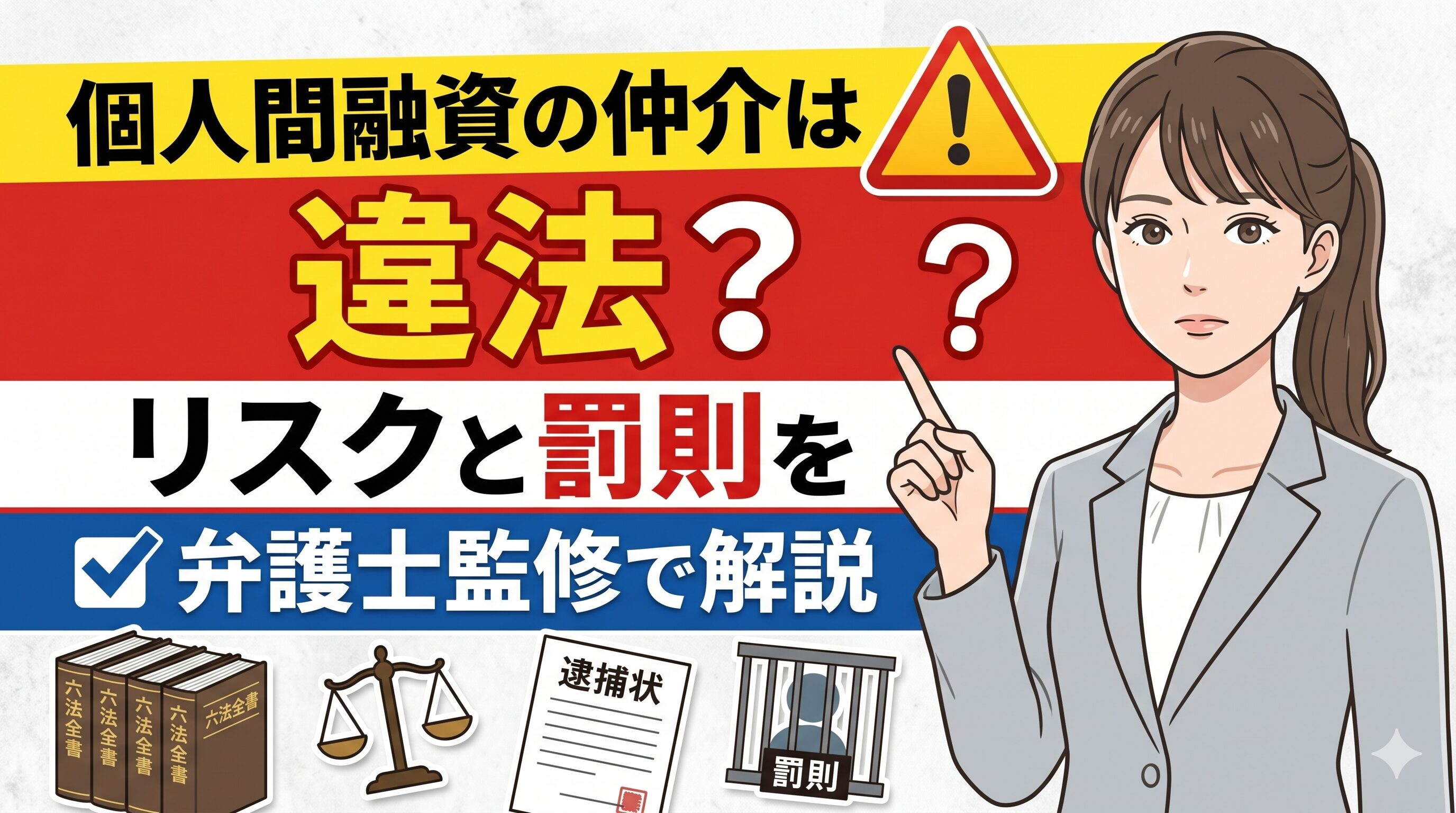 個人間融資の仲介は違法？リスクと罰則を弁護士監修で解説