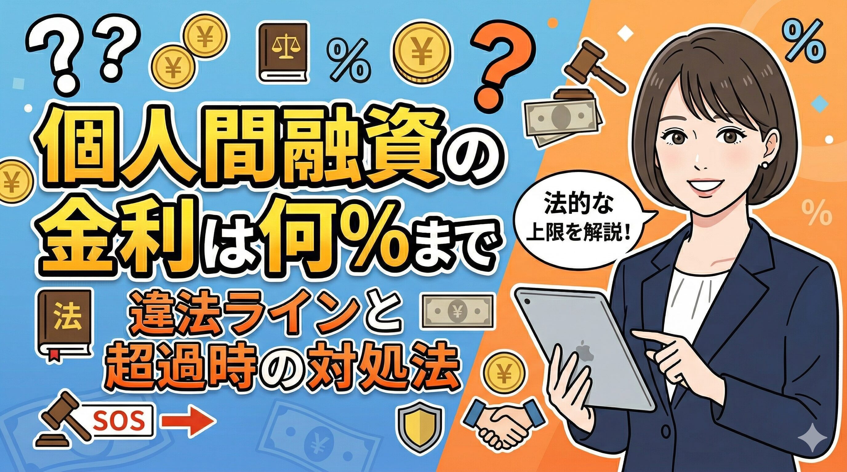 個人間融資の金利は何％まで？違法ラインと超過時の対処法