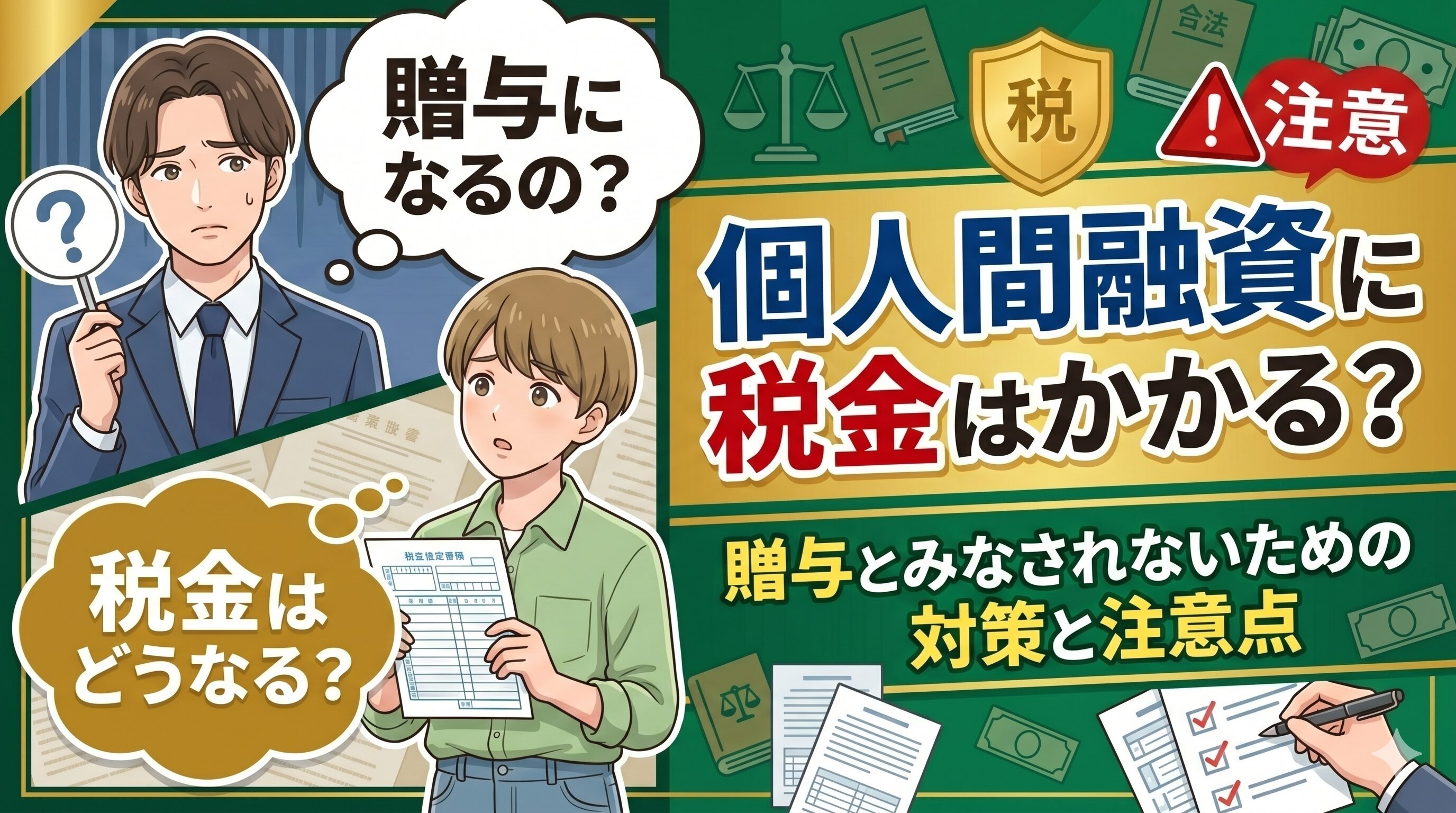 個人間融資に税金はかかる？贈与とみなされないための対策と注意点