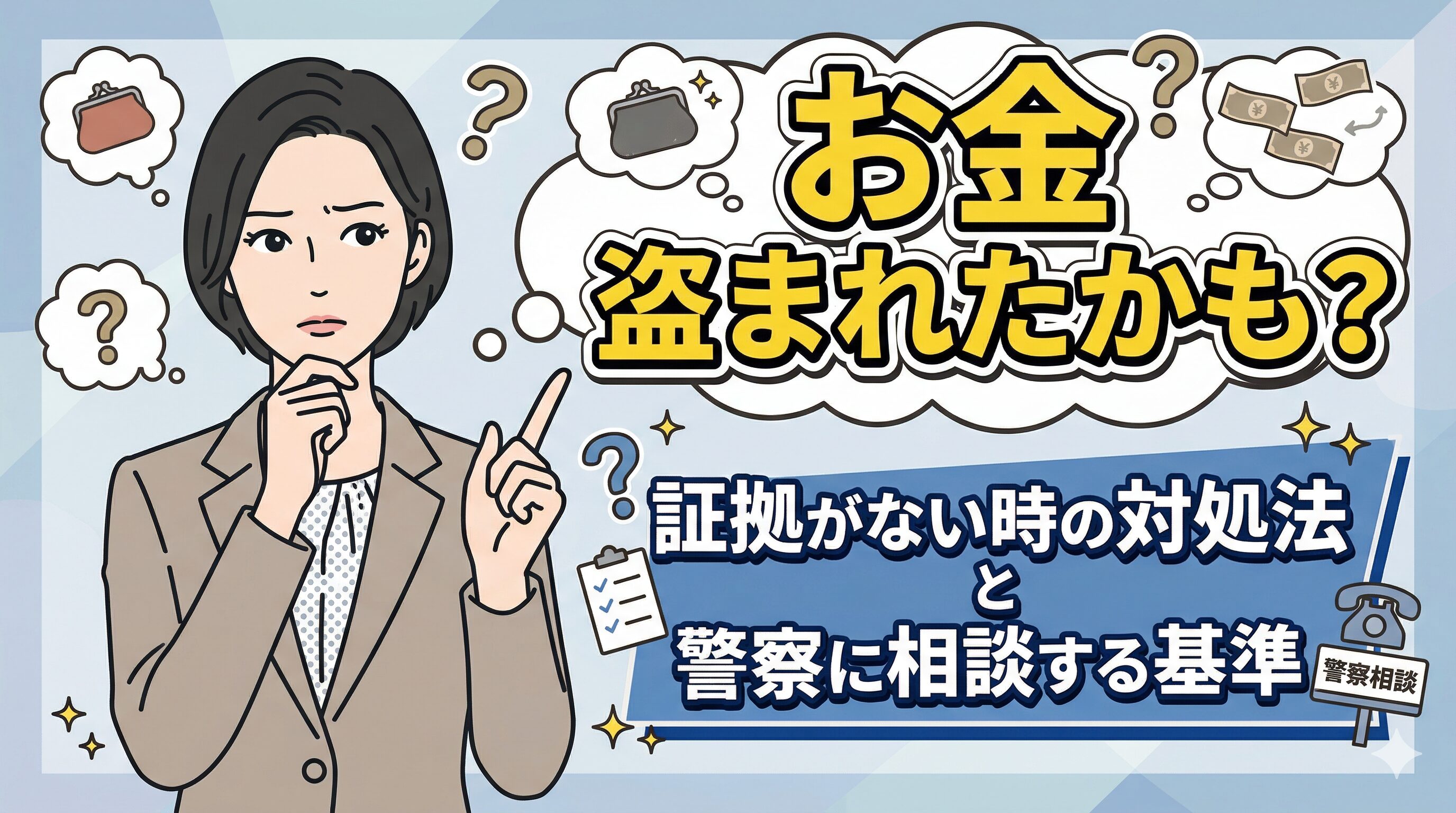 お金盗まれたかも？証拠がない時の対処法と警察に相談する基準