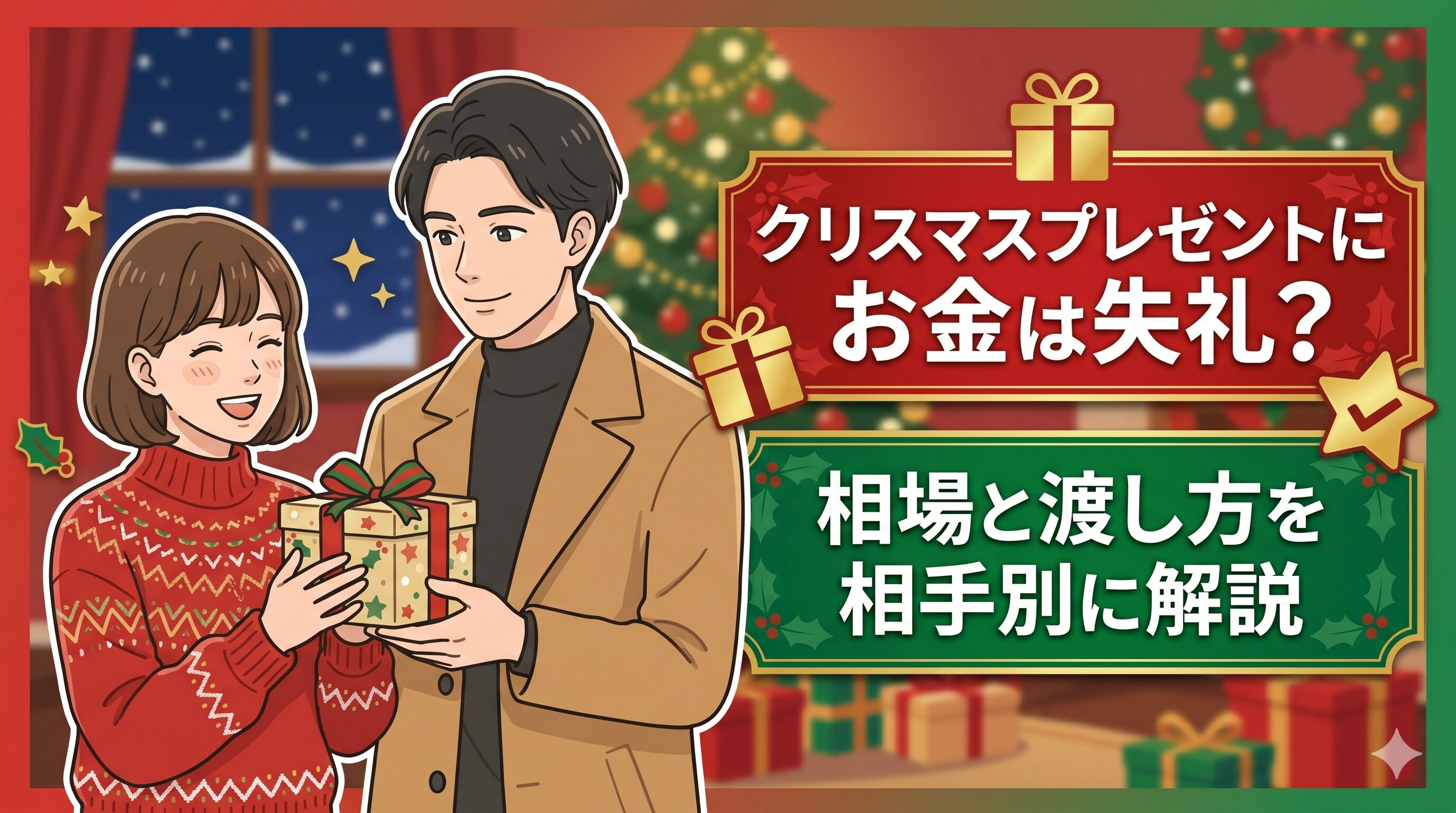 クリスマスプレゼントにお金は失礼？相場と渡し方を相手別に解説