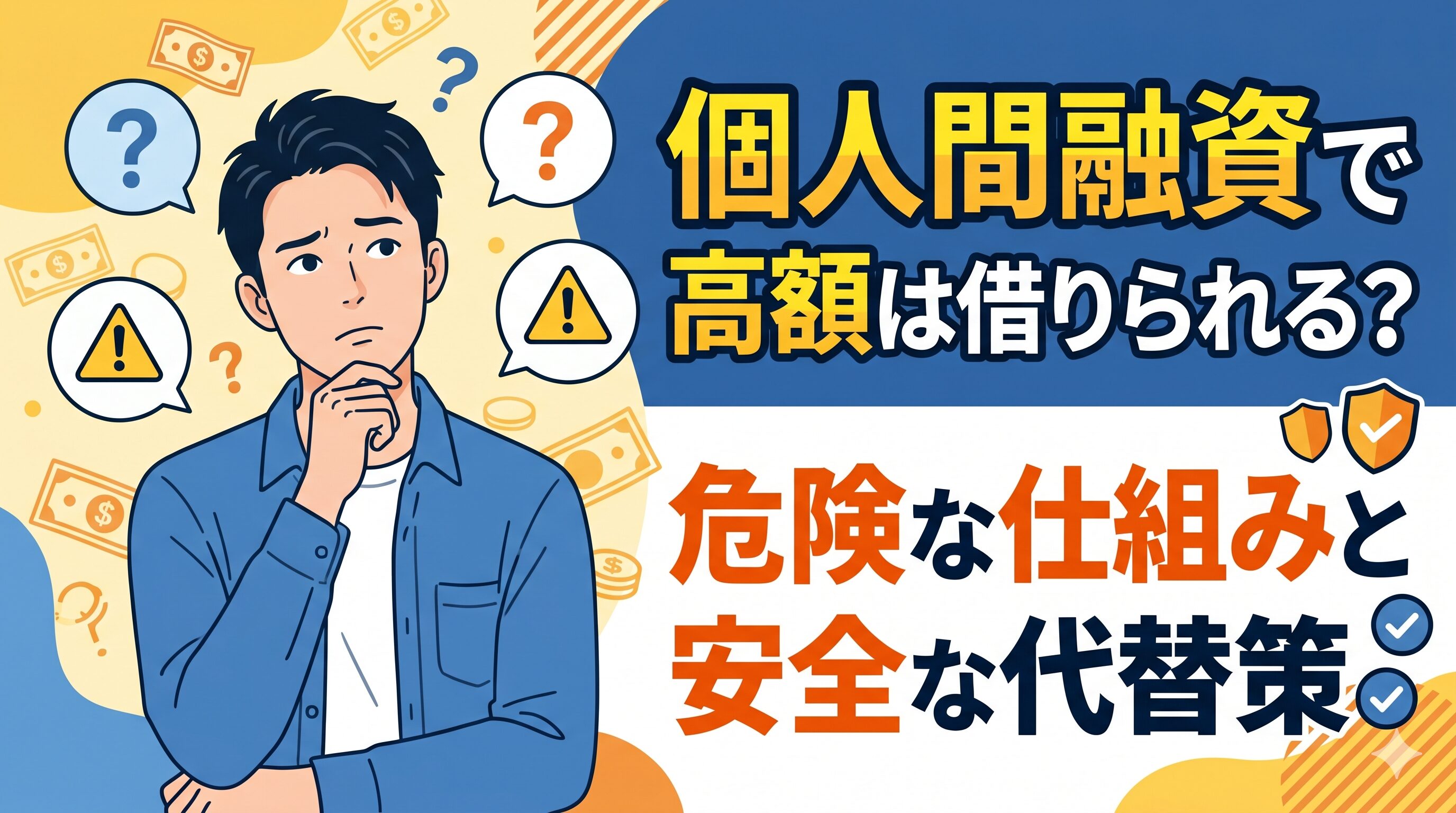 個人間融資で高額は借りられる？危険な仕組みと安全な代替策