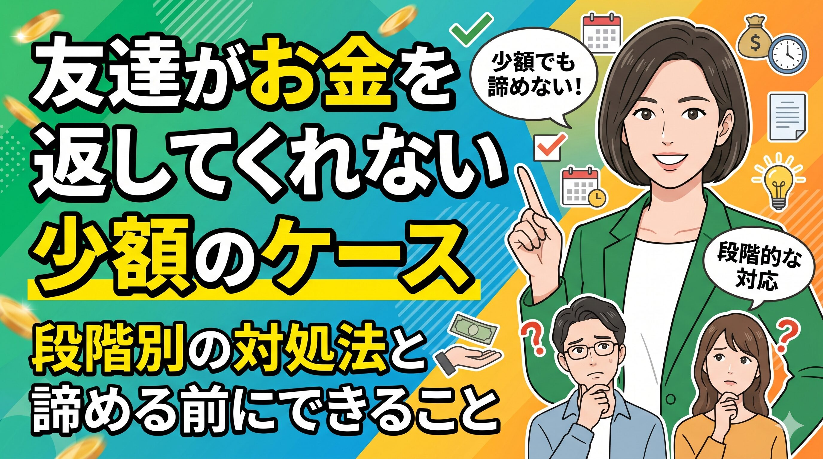 友達がお金を返してくれない少額のケース｜段階別の対処法と諦める前にできること