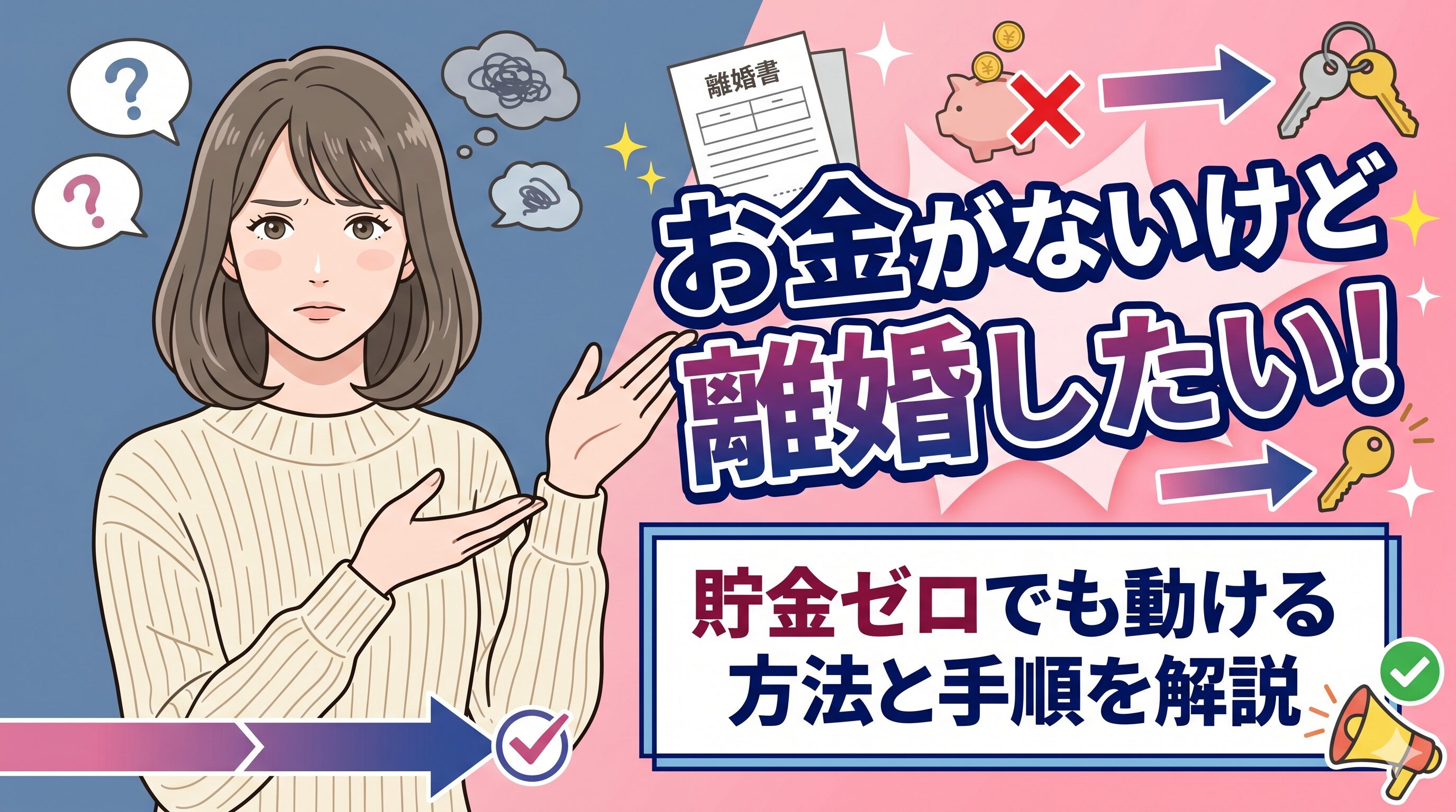 お金がないけど離婚したい！貯金ゼロでも動ける方法と手順を解説