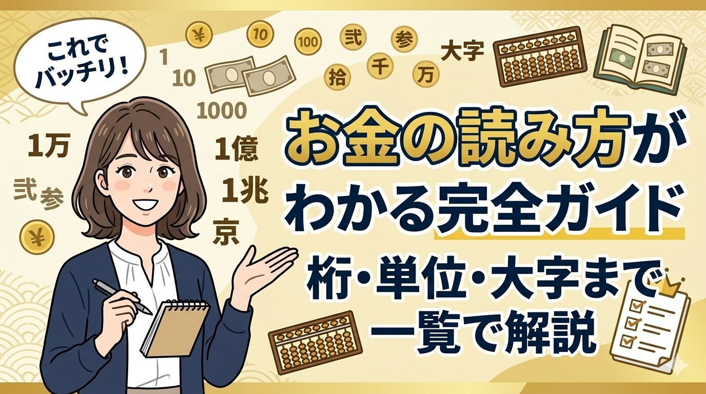 お金の読み方がわかる完全ガイド｜桁・単位・大字まで一覧で解説