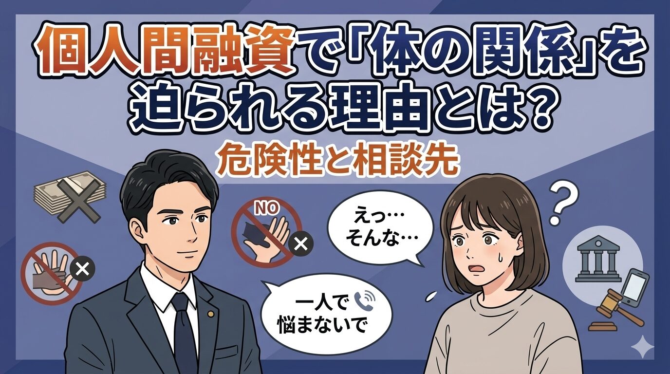 個人間融資で「体の関係」を迫られる理由とは？危険性と相談先