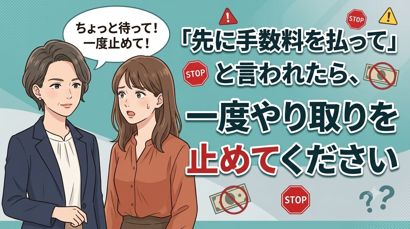 「先に手数料を払って」と言われたら、一度やり取りを止めてください