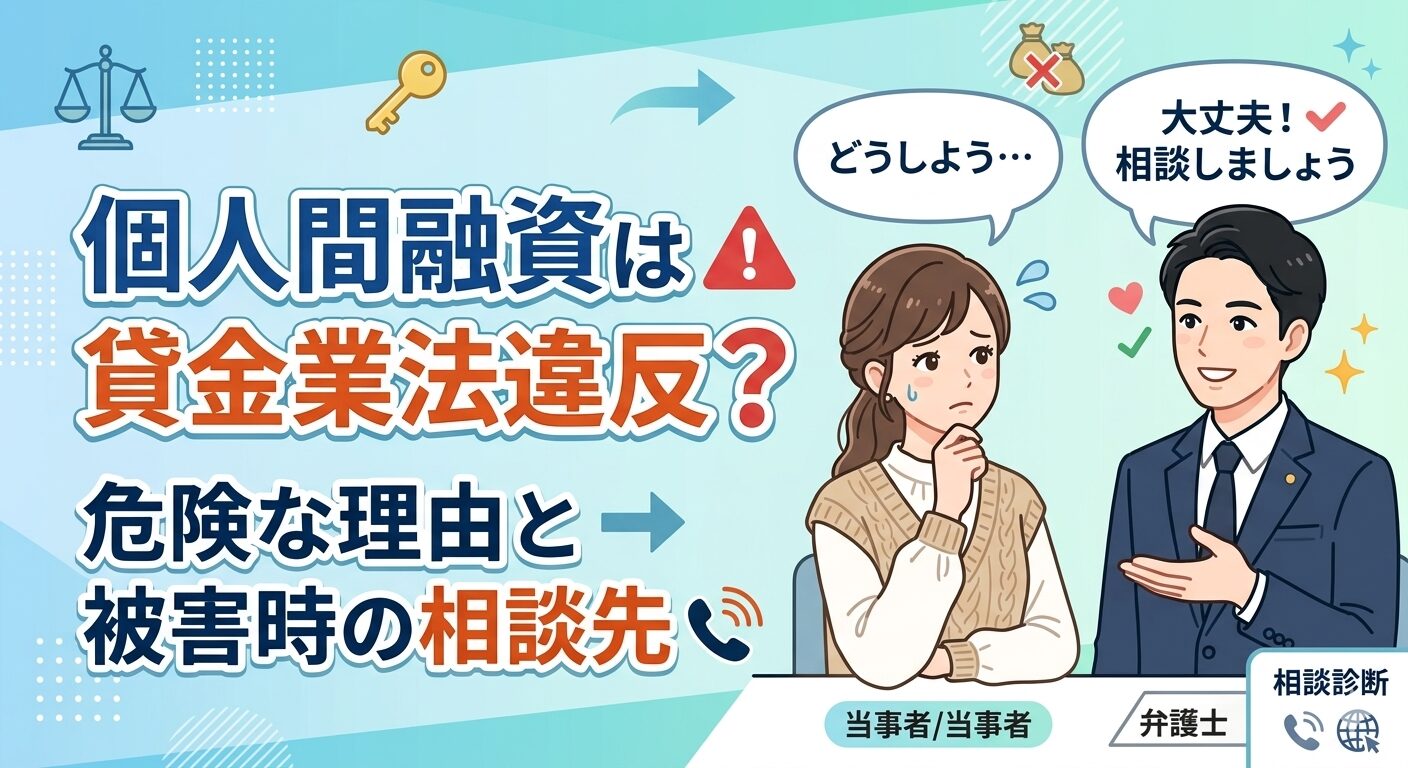 個人間融資は貸金業法違反？危険な理由と被害時の相談先