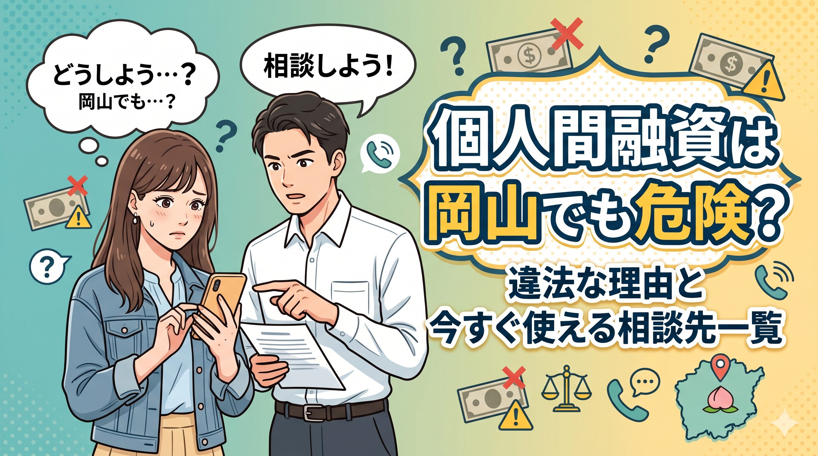 個人間融資は岡山でも危険？違法な理由と今すぐ使える相談先一覧