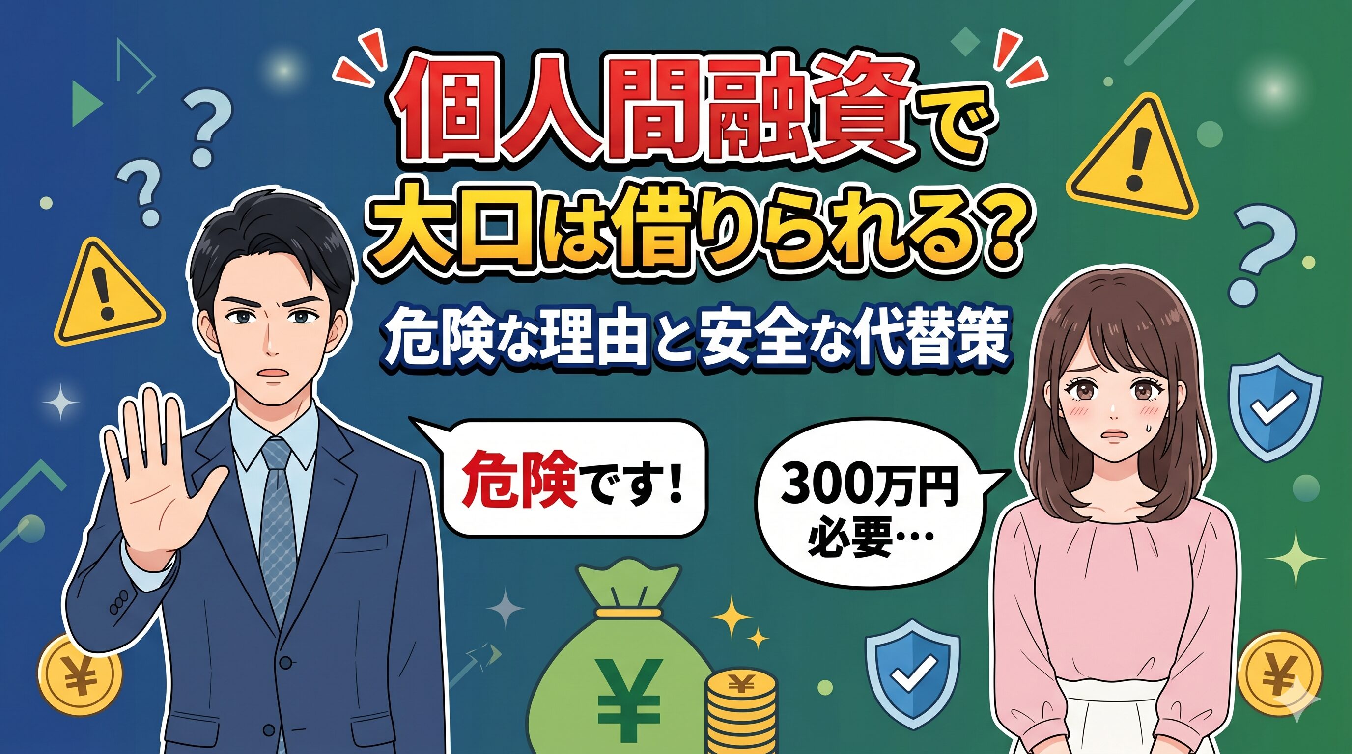 個人間融資で大口は借りられる？危険な理由と安全な代替策