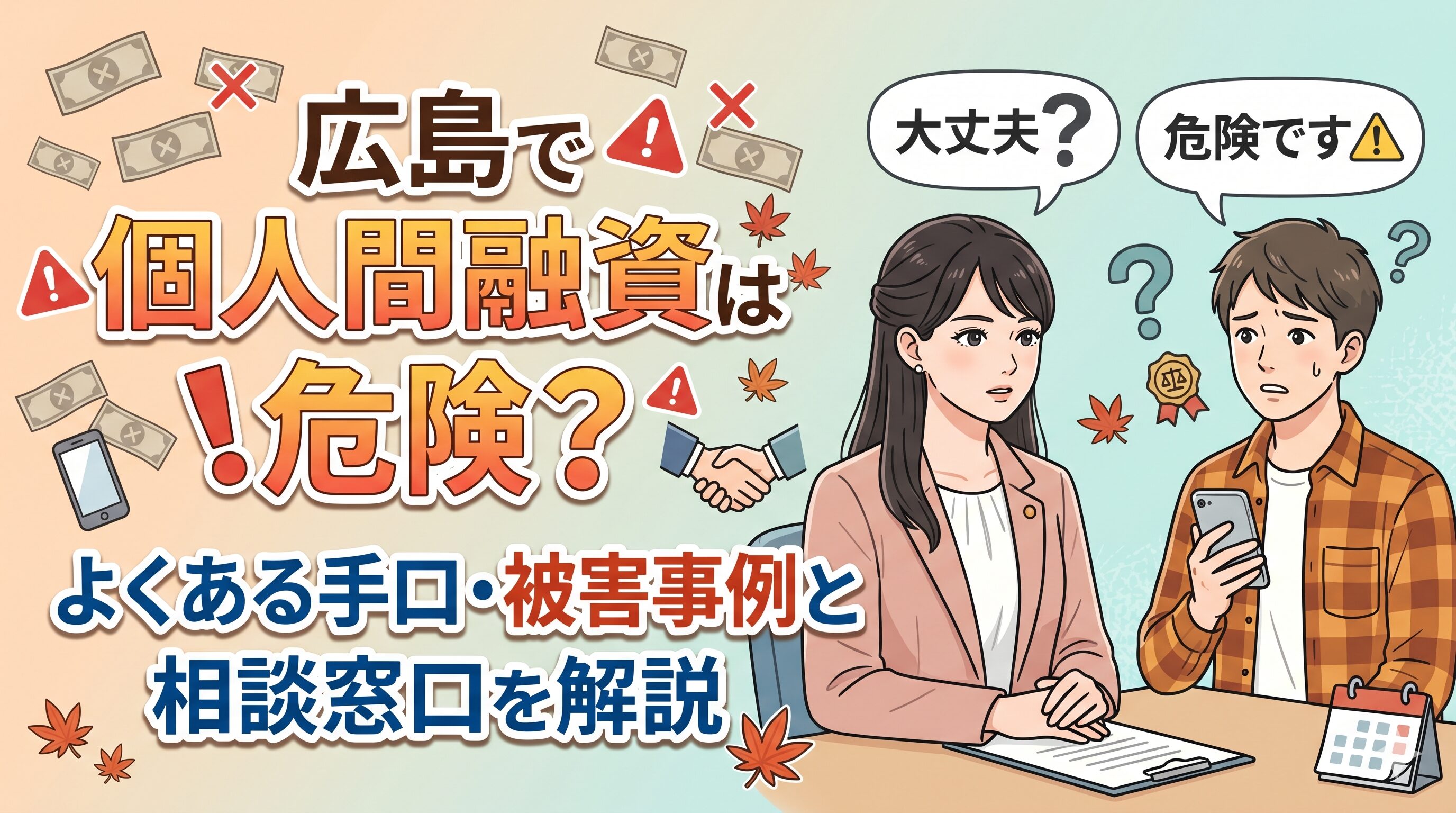 広島で個人間融資は危険？よくある手口・被害事例と相談窓口を解説