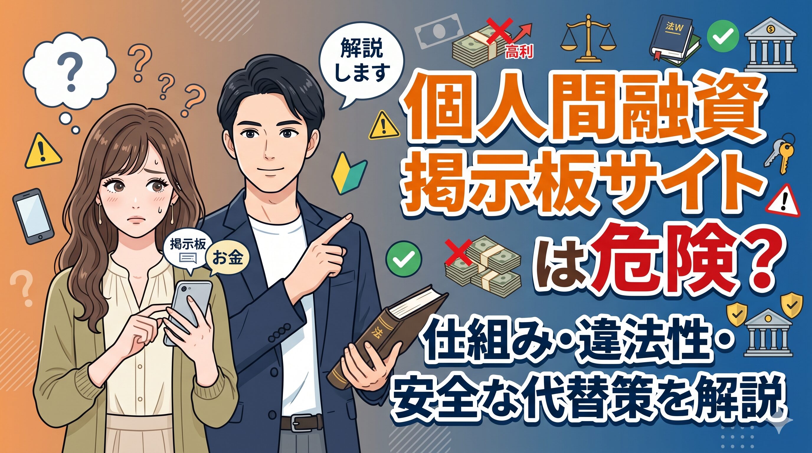 個人間融資掲示板サイトは危険？仕組み・違法性・安全な代替策を解説
