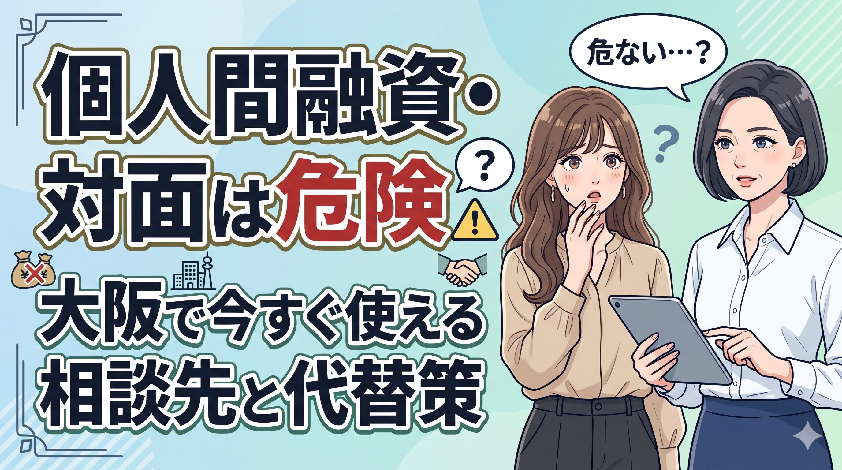 個人間融資・対面は危険｜大阪で今すぐ使える相談先と代替策