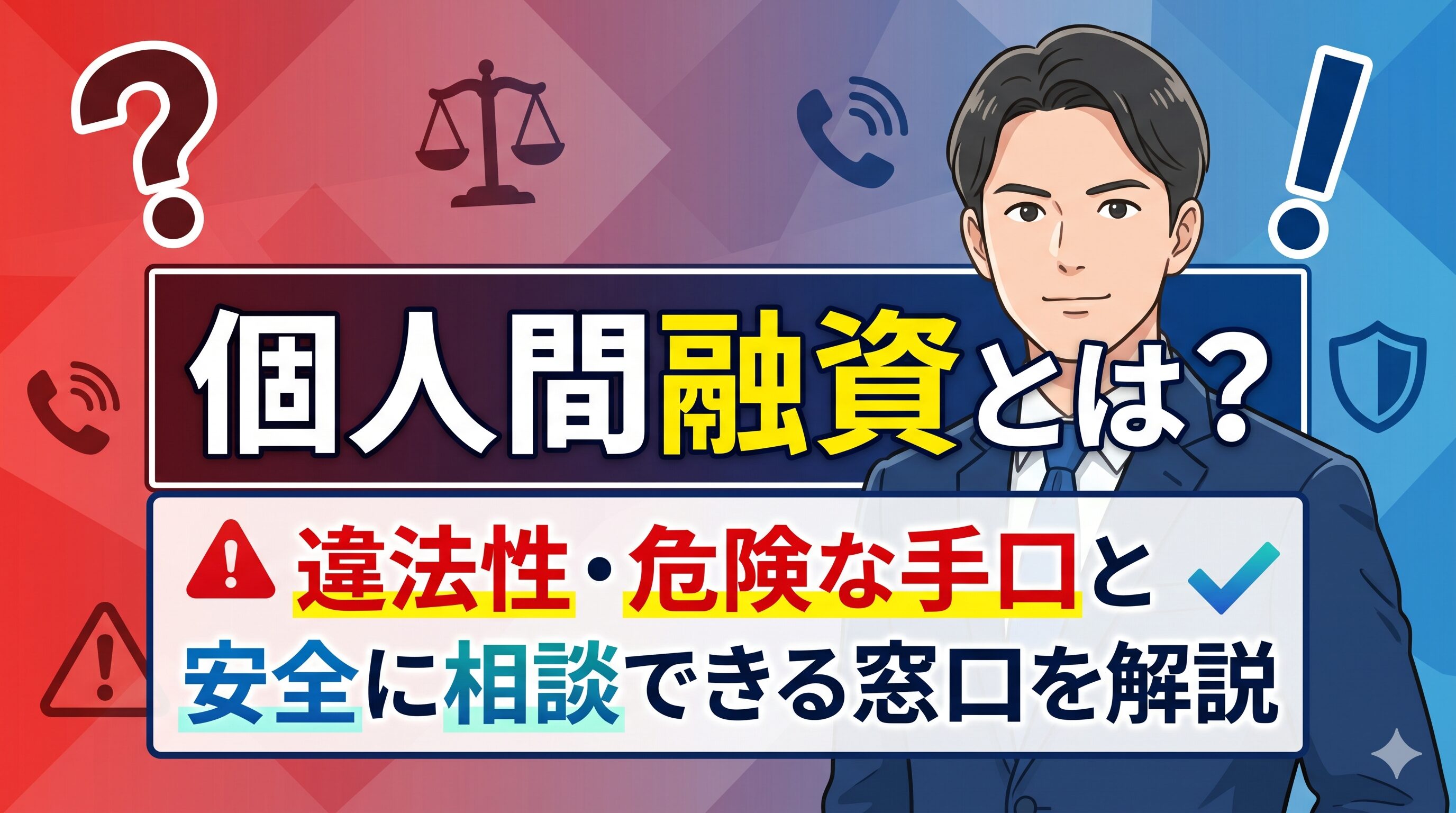 個人間融資とは？違法性・危険な手口と安全に相談できる窓口を解説