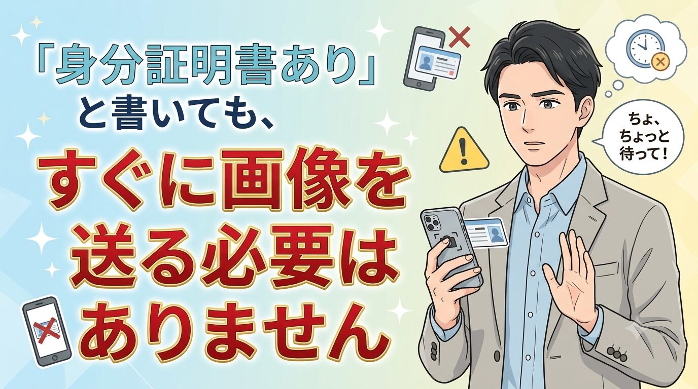 「身分証明書あり」と書いても、すぐに画像を送る必要はありません