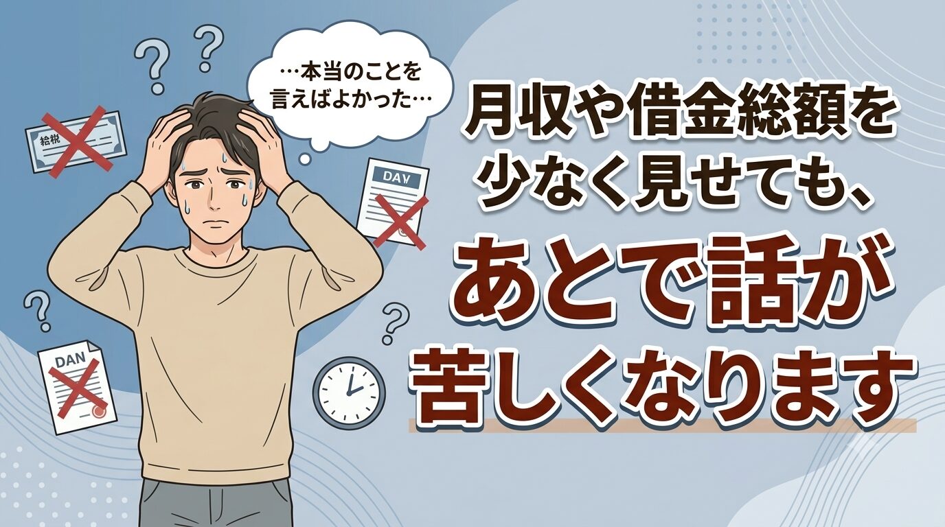 月収や借金総額を少なく見せても、あとで話が苦しくなります