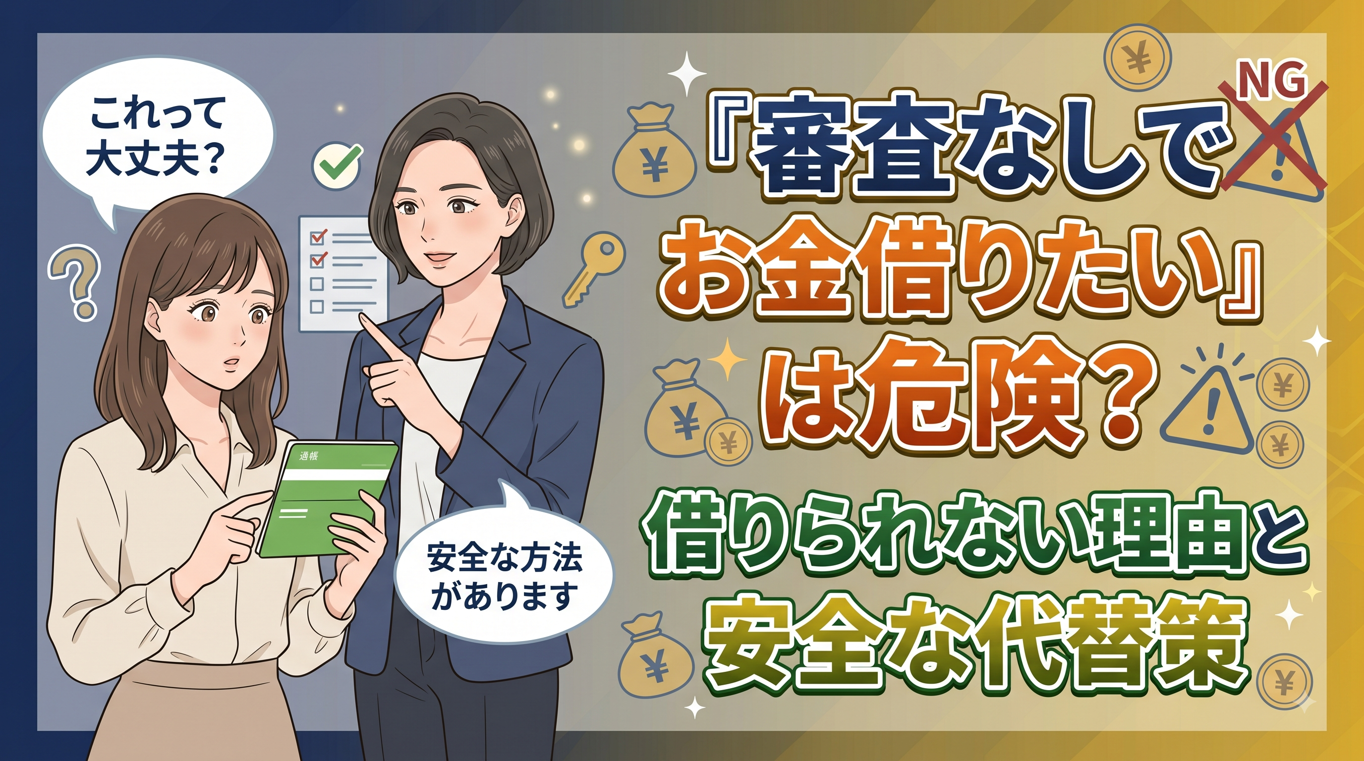 「審査なしでお金借りたい」は危険？借りられない理由と安全な代替策